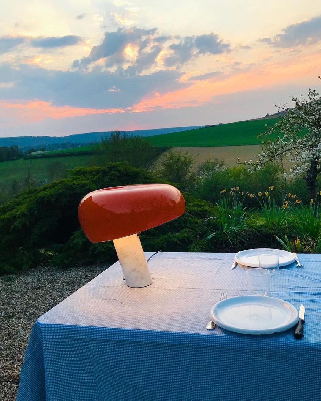 Lámpara de mesa de mármol de arte